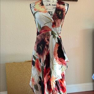 Haute Hippie Asymmetrical Dress - Floral Red and Black
